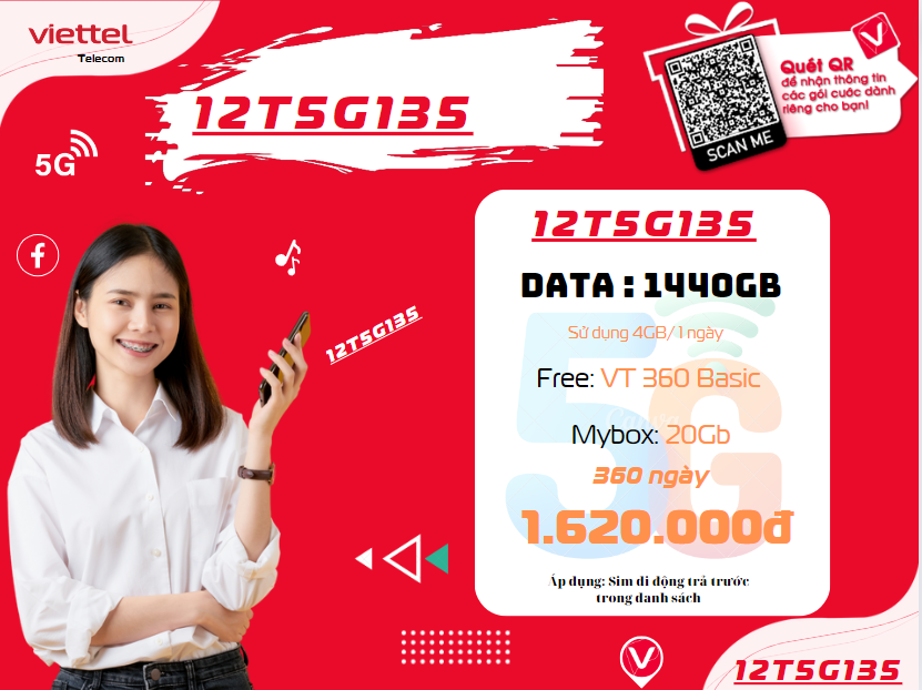 Gói 12T5G135 Viettel