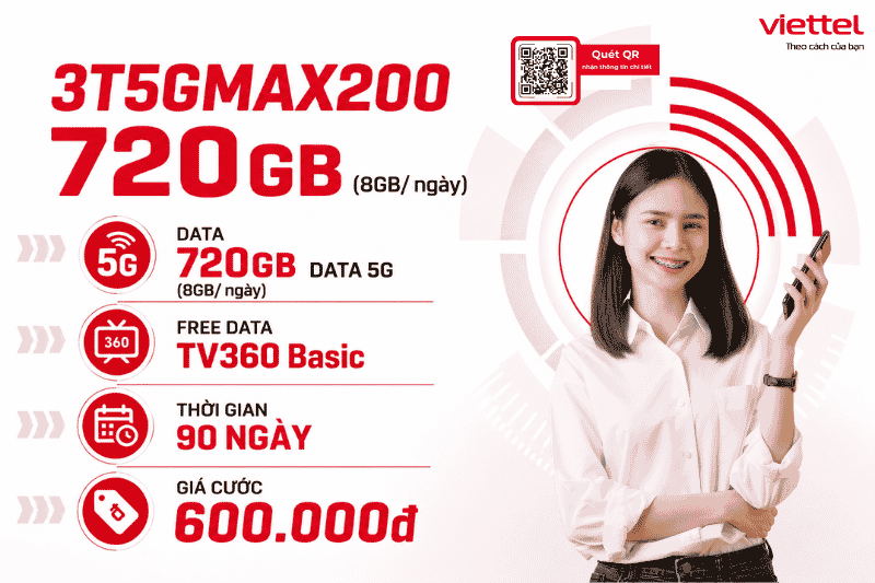 Gói 3T5GMAX200 Viettel
