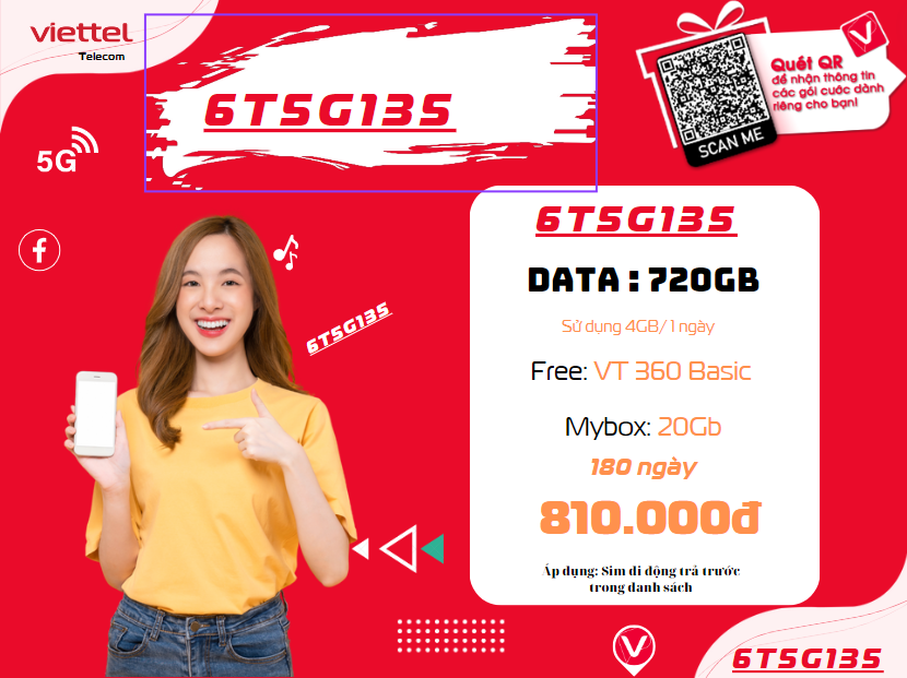 Gói 6T5G135 Viettel