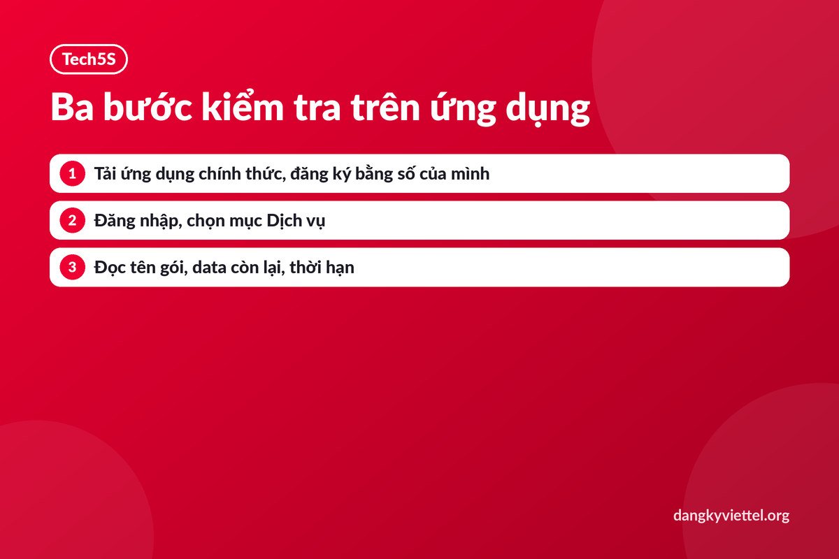 Ba bước kiểm tra data Viettel còn lại trên ứng dụng của nhà mạng